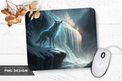 Enchanted Wolf at the Frozen Falls Mouse Pad PNG Design Product Image 1