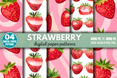 Strawberry Digital Paper Background Bundle PNG Product Image 3