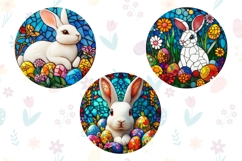 Stained Glass Easter Eggs Keychain Template, Easter PNG Product Image 2