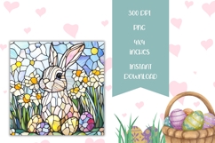 Stained Glass Easter Square Coasters, Easter Bunny PNG Product Image 2