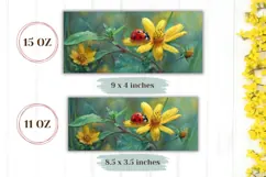 Floral Coffee Mug, Ladybug Mug PNG, Flowers Mug Wrap Product Image 2