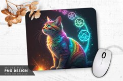 Rainbow Cat with Magical Symbols Mouse Pad PNG Design Product Image 1