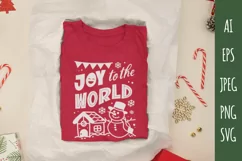 Snowman and House, Joy to The World Lettering SVG Design Product Image 2