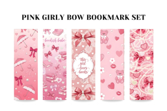 Pink Girly Bookmark Set,Cute Bow &amp; Coquette Butterflies Book Product Image 2