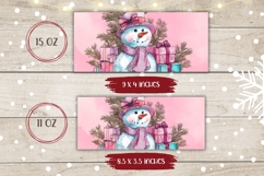 Pink Christmas Snowman Mug, Christmas Presents Mug PNG Product Image 2