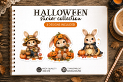 Cute Autumn Bunny Stickers Halloween stickers School Product Image 1