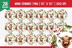 Christmas Highland Cow Wind Spinner Sublimation PNG Bundle Product Image 2