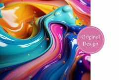 Liquid Paint Tumbler Wrap, Fluid Art Tumbler 3D Design Product Image 2