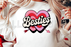 Besties Trendy Text With Hearts And Arrows Graphic Product Image 2