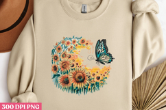 Butterfly &amp; Sunflower Design PNG, Sunflower Sublimation PNG Product Image 3