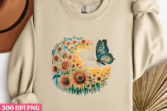Butterfly & Sunflower Design PNG, Sunflower Sublimation PNG Product Image 3