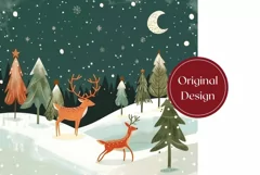 Christmas Tumbler Wrap, Christmas Deer Tumbler, Deer PNG Product Image 2