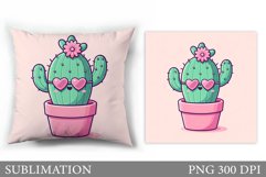 Valentines Cactus Pillow. Valentines Pillow Sublimation Product Image 1