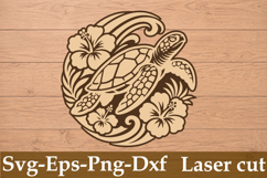 Floral Turtle Laser Cut Svg Design Product Image 1