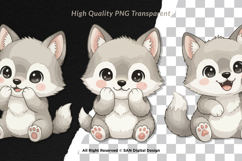 15 Bundle Watercolor Baby Wolf Nigh Animal Wildlife Kids Product Image 2