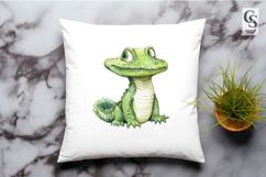 Cute Baby Crocodile Watercolor Clipart Sublimation PNG Product Image 2