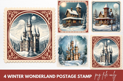 Winter Wonderland Postage Stamp Clipart Sublimation Product Image 1