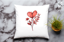 Red Floral Botanical Illustration Clipart Sublimation PNG Product Image 3