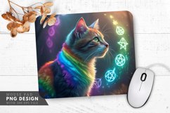 Enchanted Rainbow Cat with Glowing Mouse Pad PNG Design Product Image 1