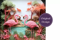 3D Flamingo Tumbler Wrap, 3D Summer Sublimation, 3D Tumbler Product Image 2