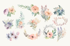 Watercolor Flower Arrangement Clipart PNG Product Image 2