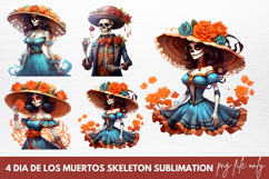 Dia De Los Muertos Skeleton Sublimation Clipart Product Image 1