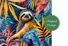 Sloth Tumbler Wrap, Tropical Leaves Sublimation Tumbler Product Image 2