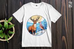 Winter Deer and Bird Forest Clipart Sublimation PNG Product Image 2