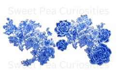 Blue Toile, Ephemera, PNG, Clipart, Junk Journal, flowers Product Image 2