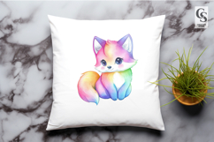 Pastel Rainbow Fox Cute Clipart Sublimation PNG Product Image 2