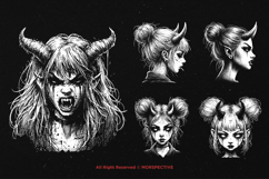 10 Bundle Dark Art Devil Girl Kids Demon Woman Face Hell Product Image 3