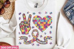 Peace and Love Autism PNG, Autism Sublimation PNG Product Image 1
