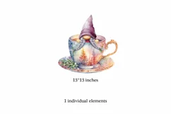 Watercolor Christmas gnome in tea mug, Gnome PNG Product Image 2