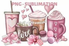 Coffee Valentine Png | Valentines Day | Hand Drawn Product Image 1
