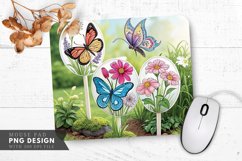 Butterfly Floral Garden Markers Mouse Pad PNG Design Product Image 1