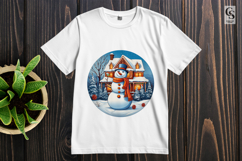Snowman Cabin Scene clipart sublimation png Product Image 3