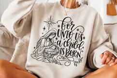 For Unto Us a Child Is Born PNG, Isaiah 9:6 Christian Nativi Product Image 2