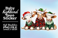 Baby Highland Cows PNG Christmas Stickers Product Image 9