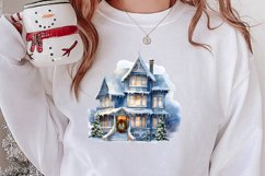 Watercolor Christmas houses clipart, Christmas Clipart Product Image 2