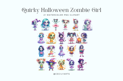 Quirky Halloween Girl Clipart Zombie Bunde Product Image 2