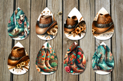 Western | american Teardrop earring sublimation design Product Image 2