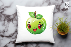 Cute Kawaii Apple Fruit Clipart Sublimation PNG Product Image 2