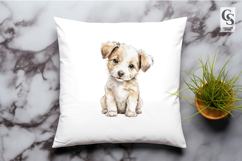 Cute Watercolor Puppy With Hearts Clipart Sublimation PNG Product Image 3