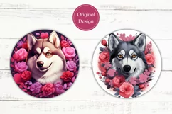 Valentine Husky Car Coaster, Cute Husky Dog Car Coasters Product Image 2