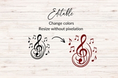 Hand Drawn Treble Clef With Music Notes SVG Product Image 2