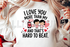 Cute Couple Valentine Illustration I Love You More Than My Product Image 2