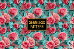 Pink Floral Roses Digital Paper Product Image 2