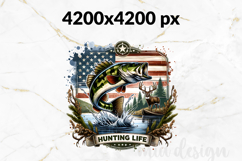 Patriotic Hunting Life PNG, American Flag Bass &amp; Deer Design Product Image 2