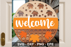 Welcome Autumn Round Sign SVG | Fall Door Hanger Product Image 3