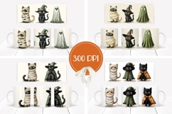 Cartoon Halloween Cats Mug Designs, Halloween Mug Print Product Image 2